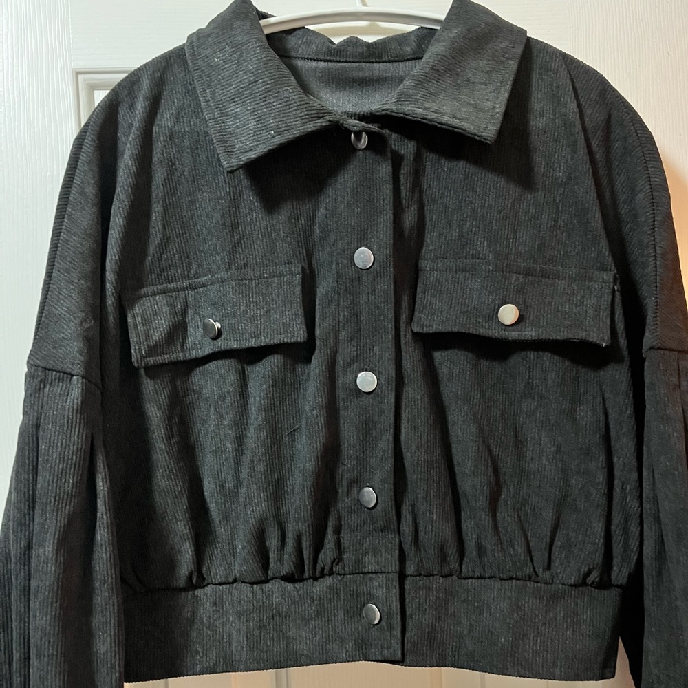 Cropped black corduroy jacket size medium. Brand new, never worn.